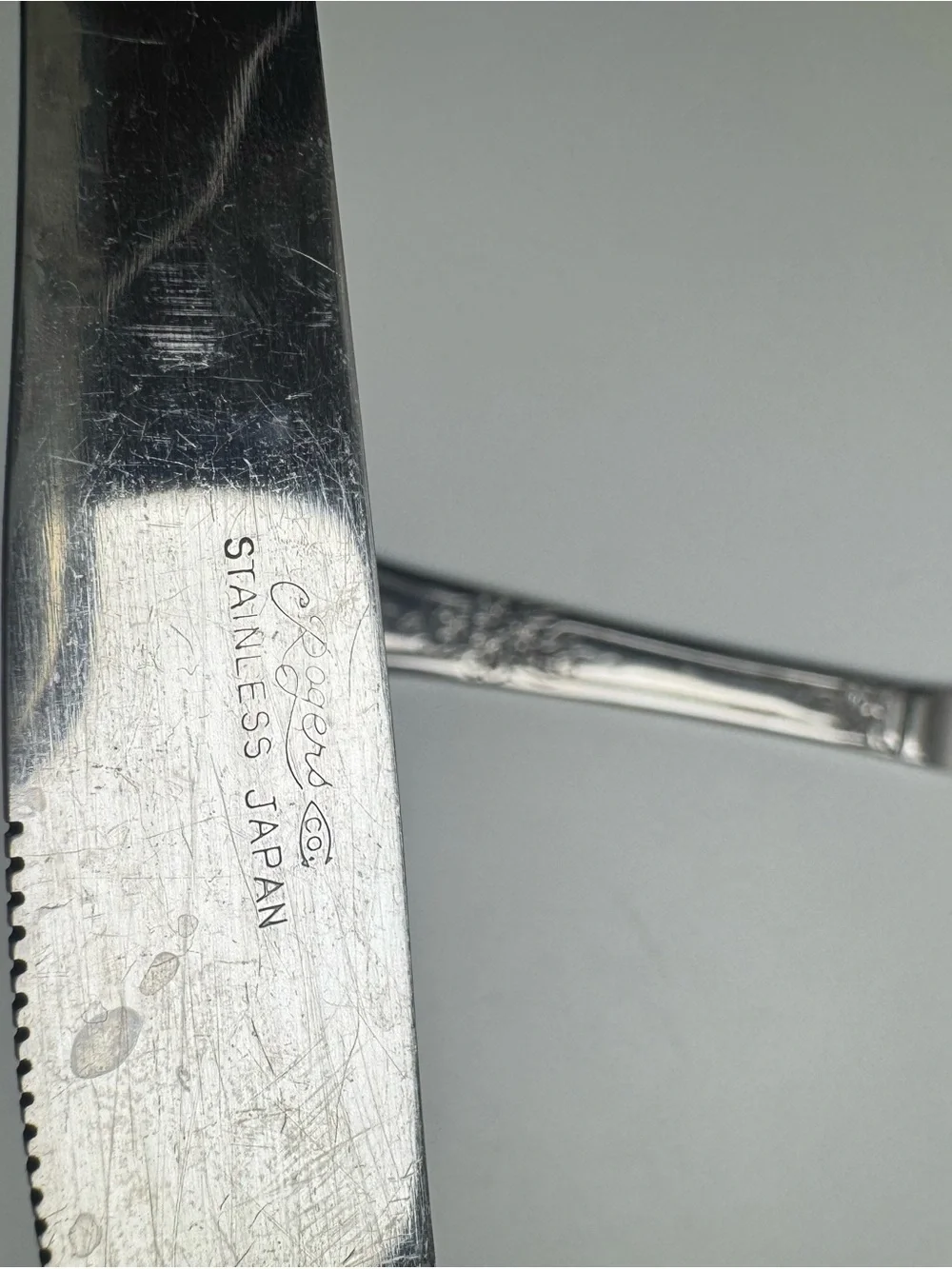 Vintage Customcraft Stainless Flatware Knives, Lot of 7 with Monogram “F”